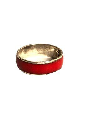 Siam Thailand Solid Red Enamel Sterling Silver 925 Vintage NOS Ring Band Sz 7.5